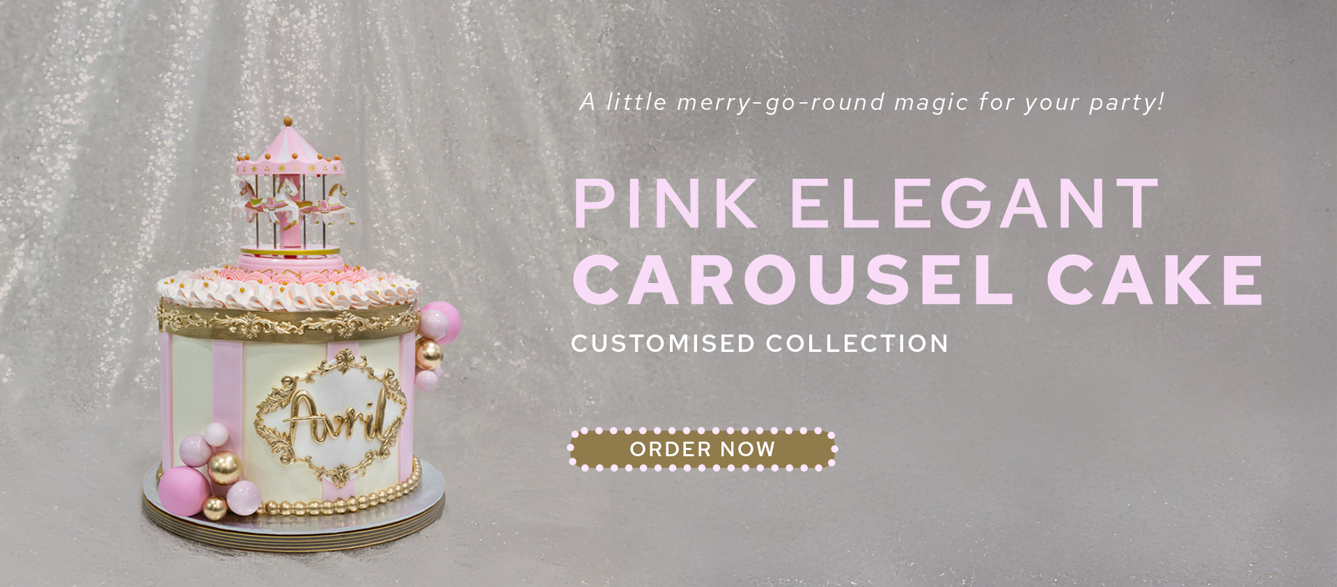 Pink Elegant Carousel Cake Banner