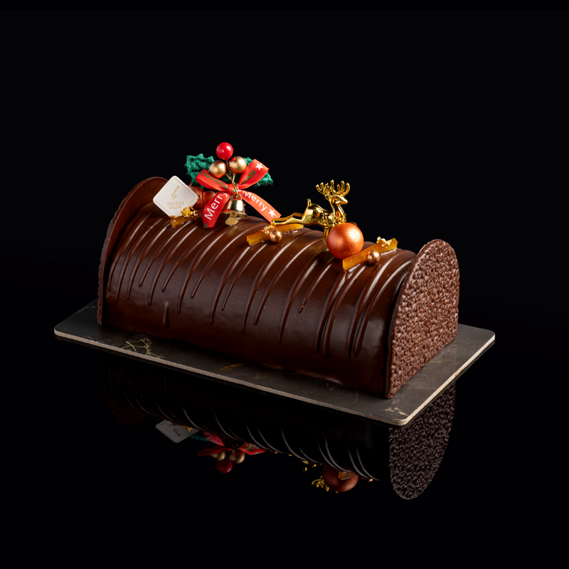 Hazelnut Rocher Yule Log Cake - Christmas 2022 | Baker