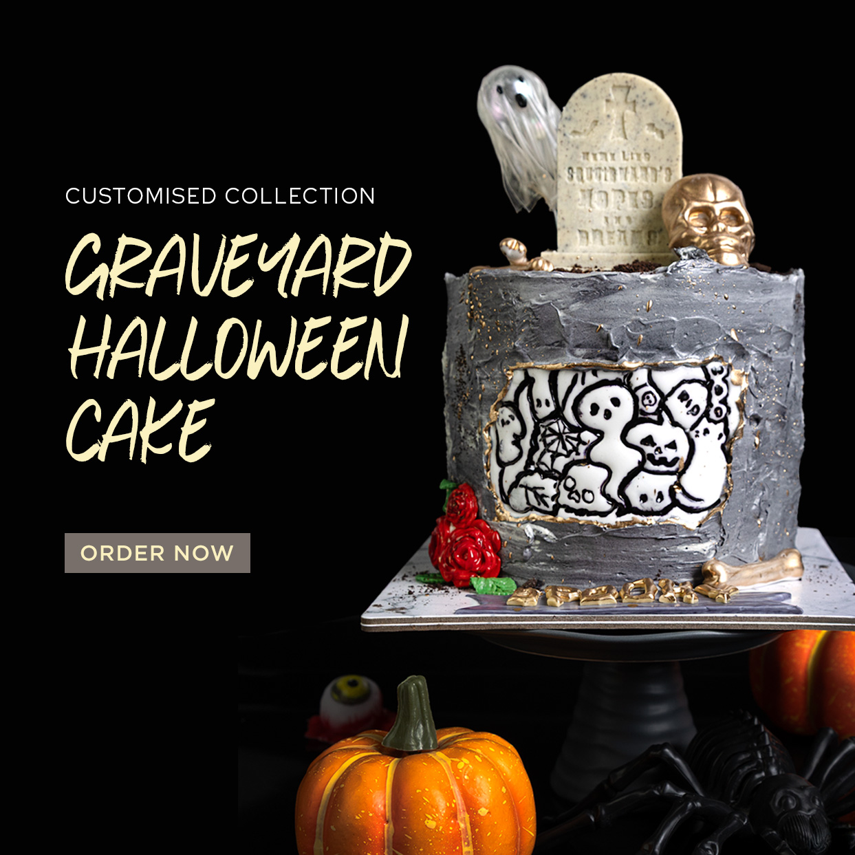 Graveyard Halloween Cake