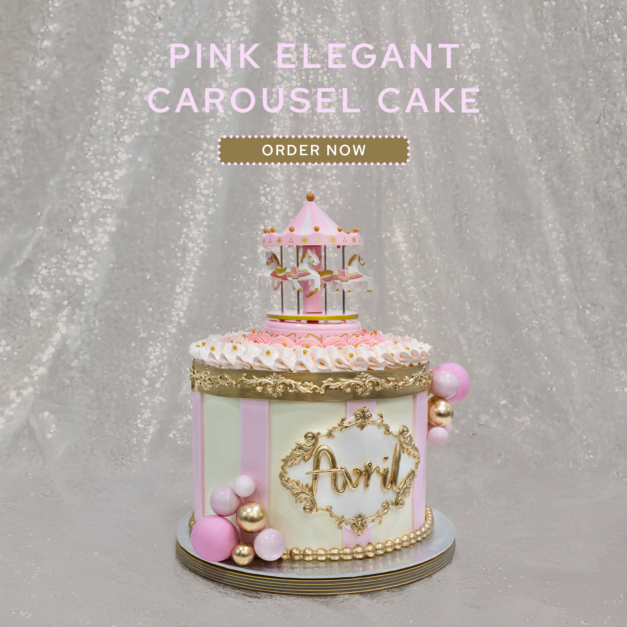 Pink Elegant Carousel Cake Banner