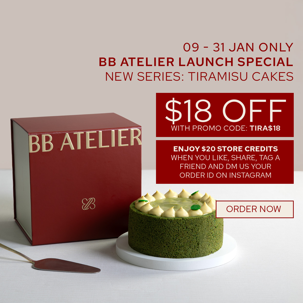 BB Atelier Tiramisu Cake Launch Promotion
