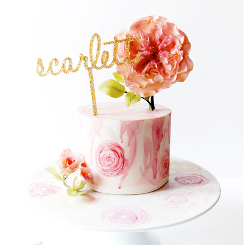 Pastel Watercolour Cake with David Austin Rose  x The Cake Botanist