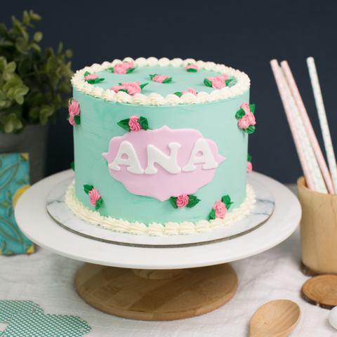 Petite Florals in Teal Cake