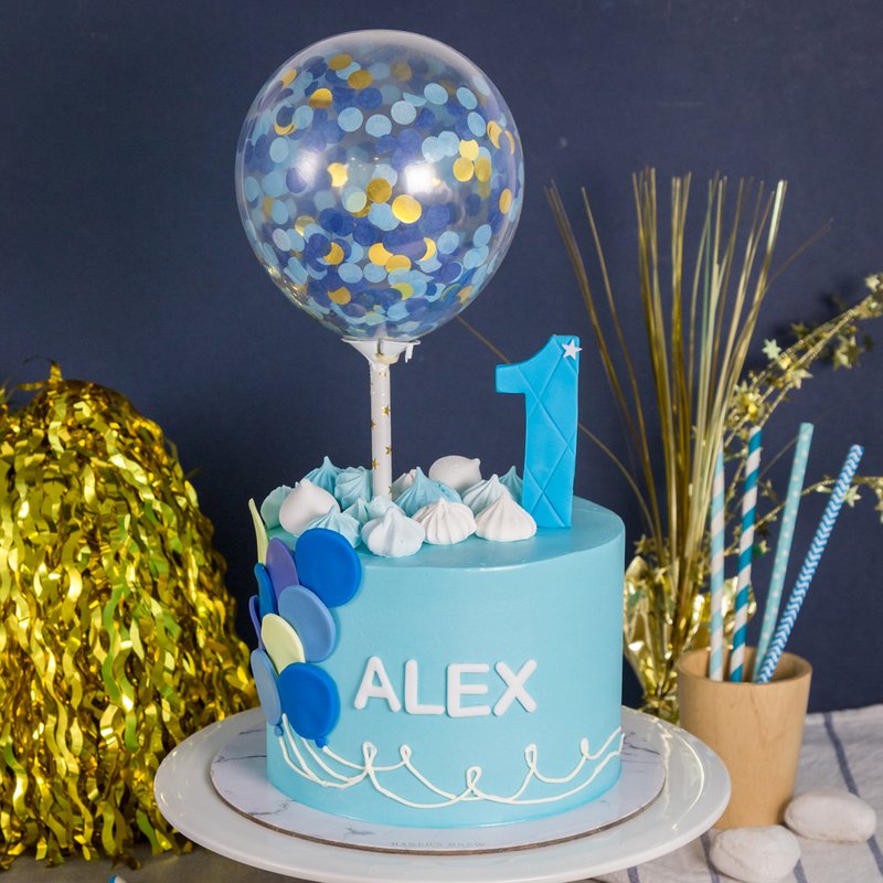 Blue Confetti Pastel Balloon | Customised Cakes Singapore | Baker