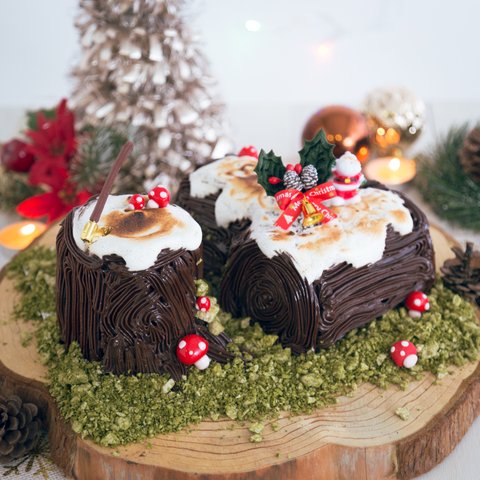 Dark Chocolate Kinako Stump Cake 6