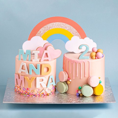 Pastel Twin Rainbow Cake