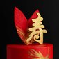 Hand-Painted Gold Feather Longevity | Customised Cakes Singapore | Baker's Brew