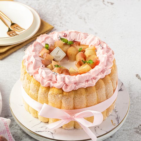 White Peach Charlotte Cake 30