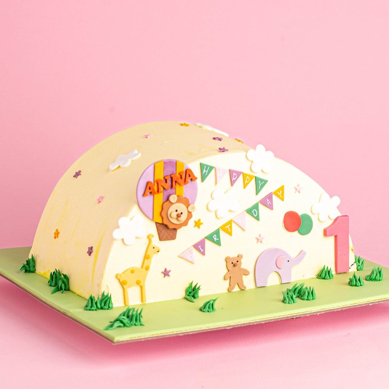Half Cake - Pastel Party Animals | Online Cake Delivery Singapore | Baker