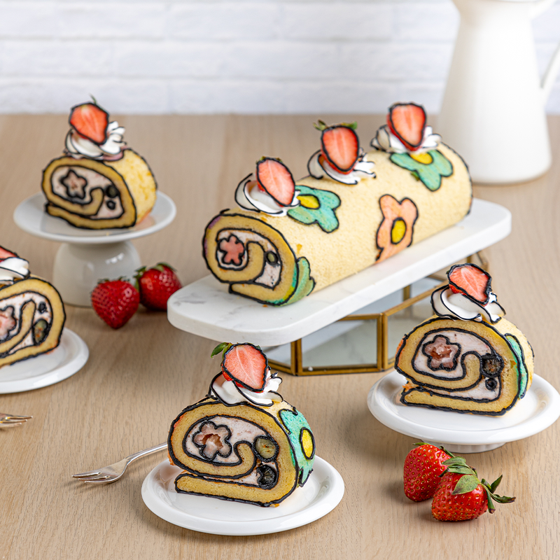 2D ‘Comic’ Strawberry Flower Roll (Limited Edition) 12 | Baker's Brew ...